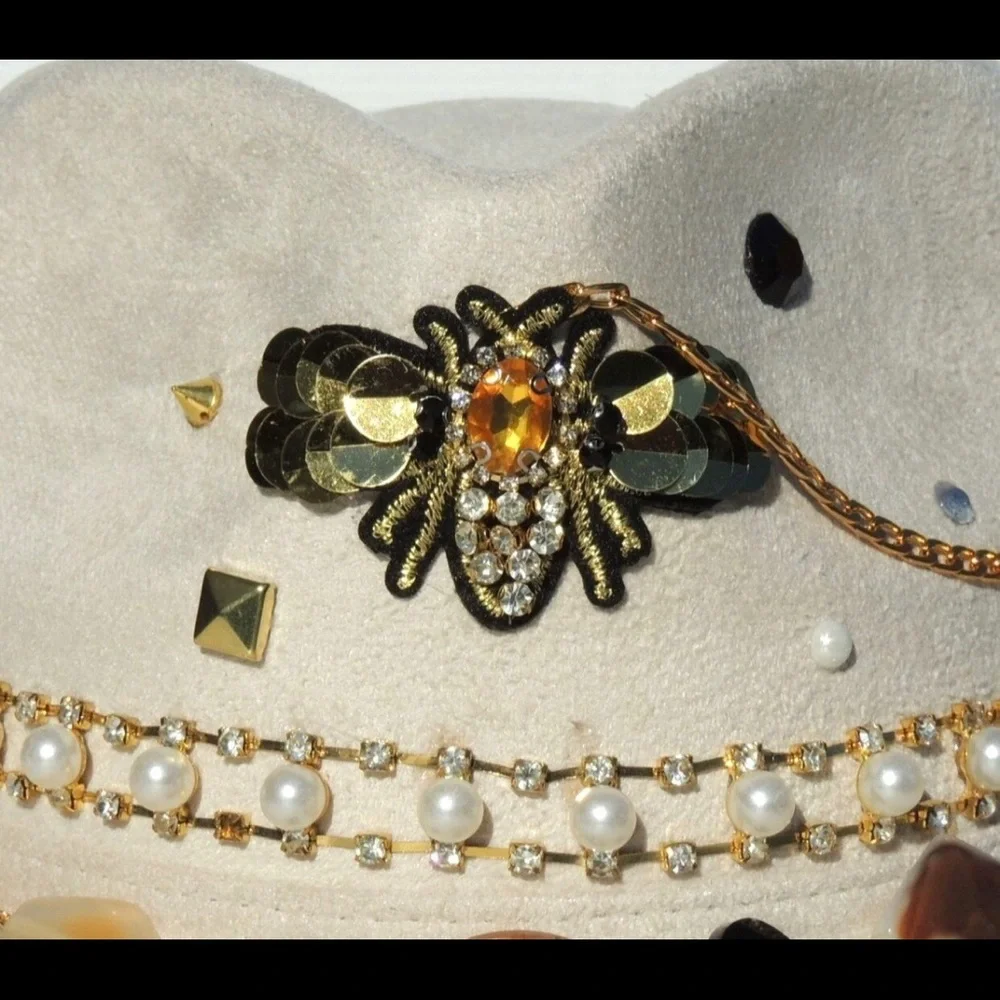 Handmade wide brim hat made in Mexico hand painted - Picture 3 of 15